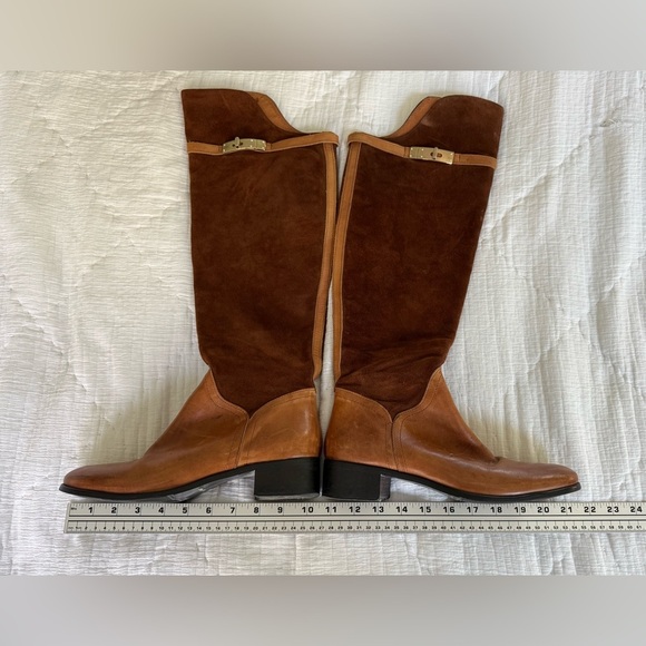 Vintage Italian Leather & Suede Riding Boots Women’s 39 Brown Equestrian Tall - Picture 7 of 14